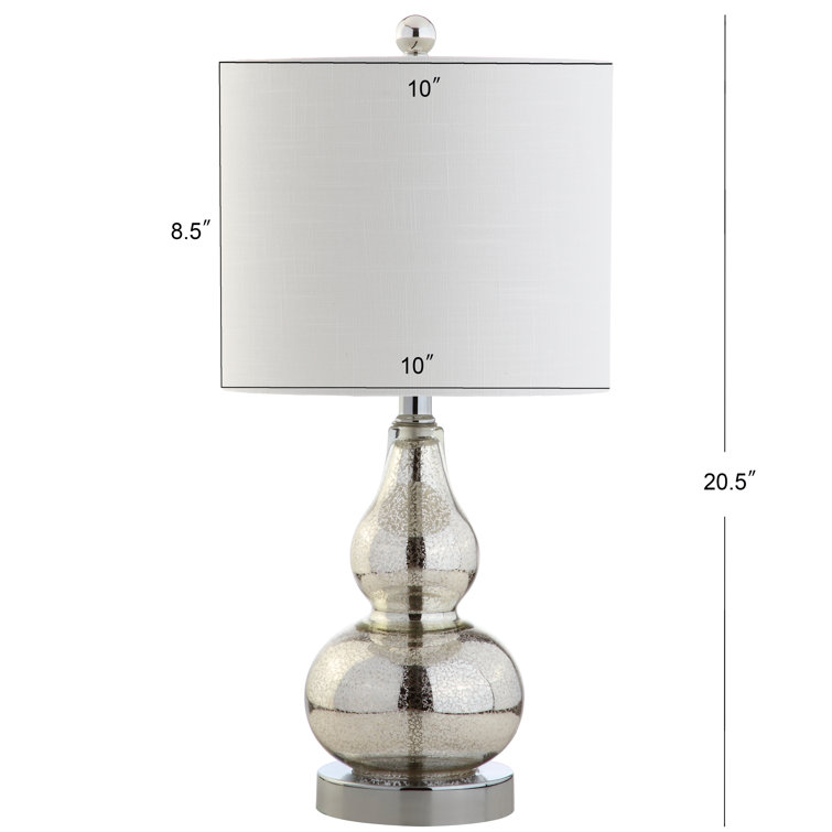 Anya 20.5" Mercury Silver Hand-Blown Glass Table Lamp with White Linen Shade