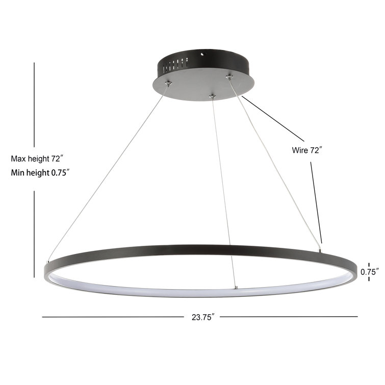 Brice Matte Black 23.75" Integrated LED Modern Drum Pendant