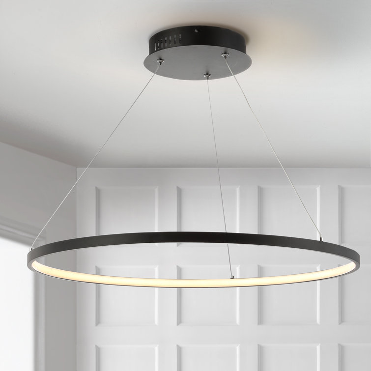 Brice Matte Black 23.75" Integrated LED Modern Drum Pendant