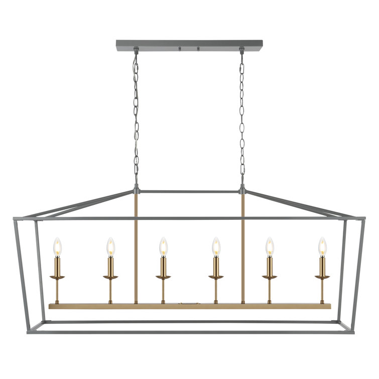 Pagoda 49" Gray Brass Iron Candle-Style Chandelier