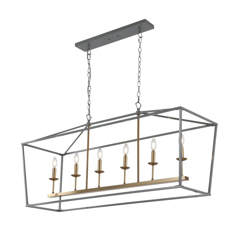 Pagoda 49" Gray Brass Iron Candle-Style Chandelier