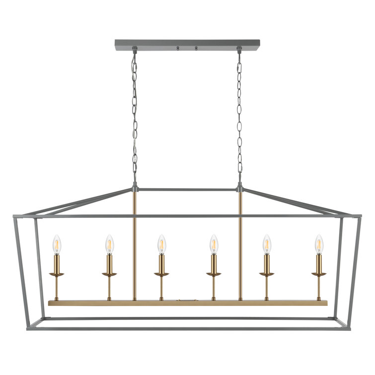Pagoda 49" Gray Brass Iron Candle-Style Chandelier
