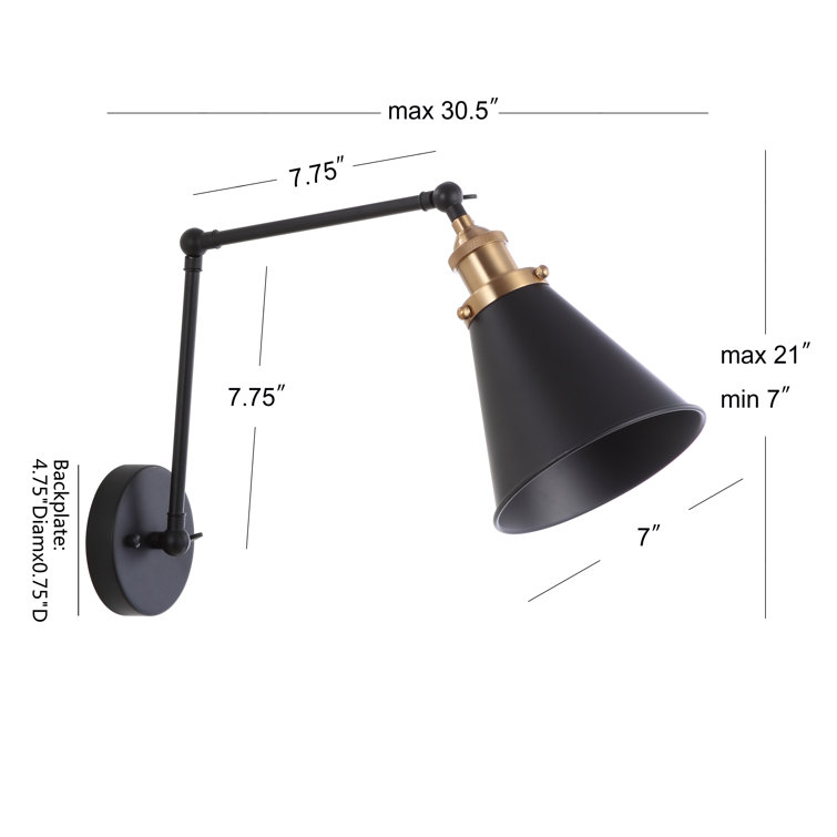 Rover Adjustable Arm Matte Black & Brass Gold LED Wall Sconce