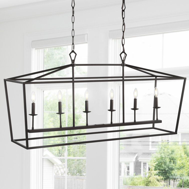Pagoda 49" Oil Rubbed Bronze LED 6-Light Farmhouse Lantern Pendant