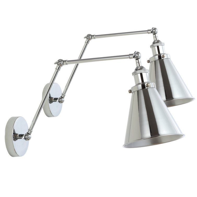 Rover Adjustable Chrome LED Swing Arm Wall Sconce Set of 2