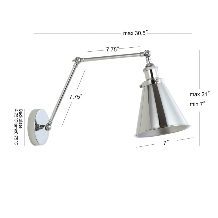 Rover Adjustable Chrome LED Swing Arm Wall Sconce Set of 2