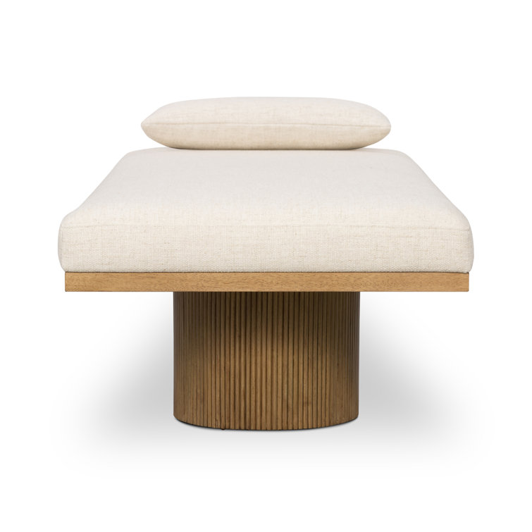 Mid-Century Honey Reeded Legs Cream Chaise Lounger