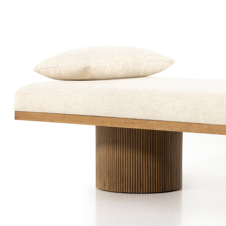 Mid-Century Honey Reeded Legs Cream Chaise Lounger