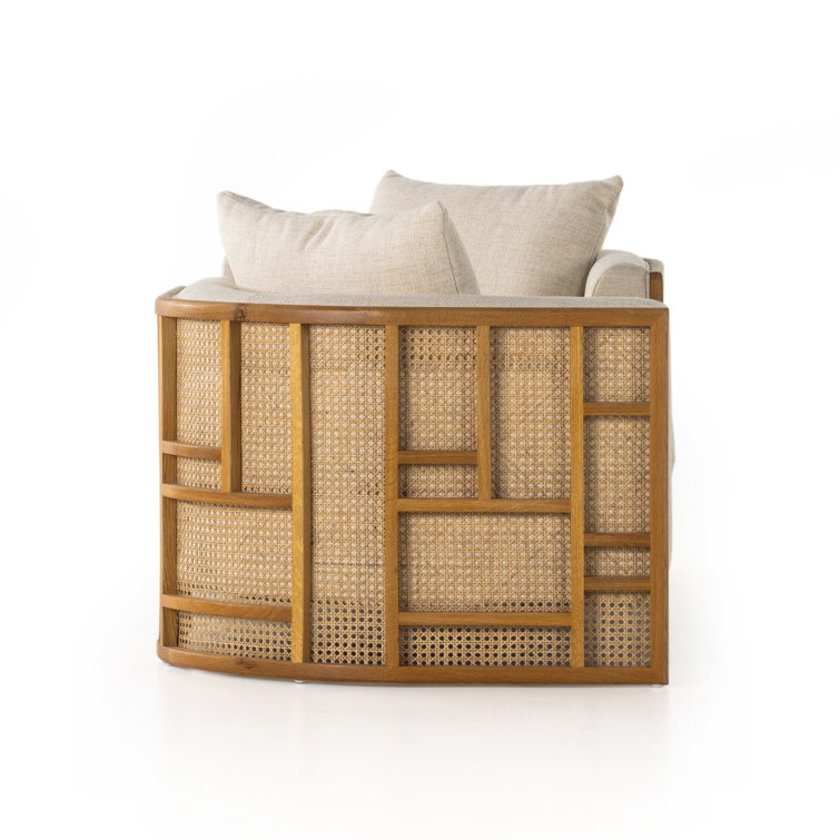 Natural Oak and Cream Linen Blend Chaise Lounge