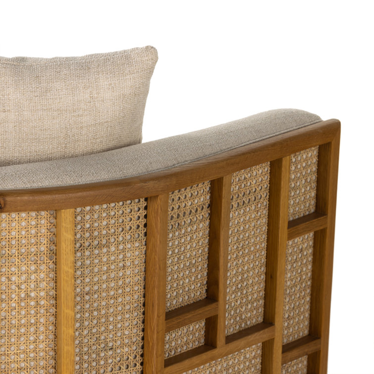 Natural Oak and Cream Linen Blend Chaise Lounge