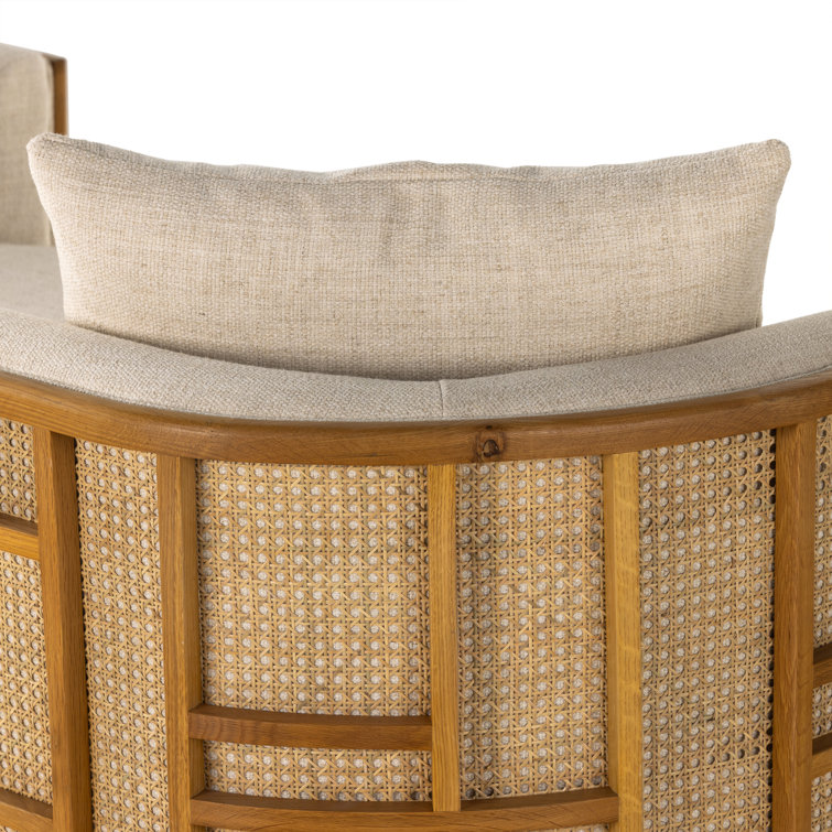 Natural Oak and Cream Linen Blend Chaise Lounge