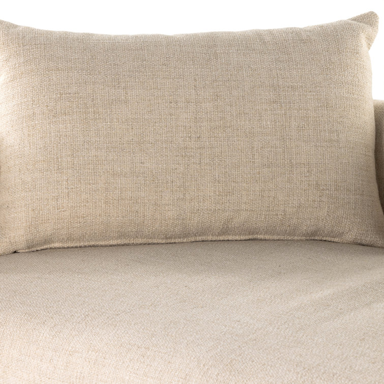 Natural Oak and Cream Linen Blend Chaise Lounge