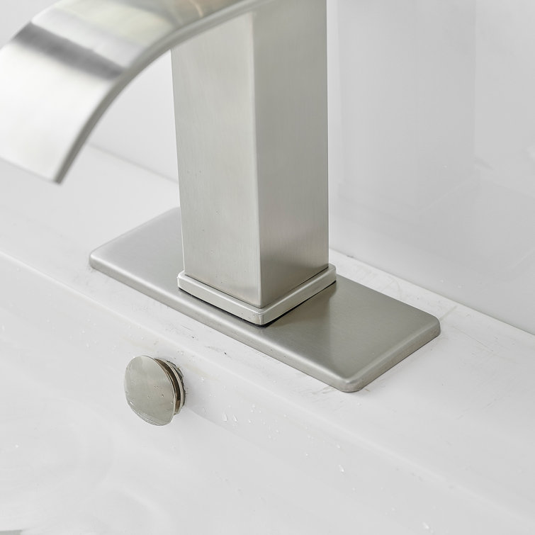 Brushed Nickel Single-Handle Low-Arc Bathroom Faucet
