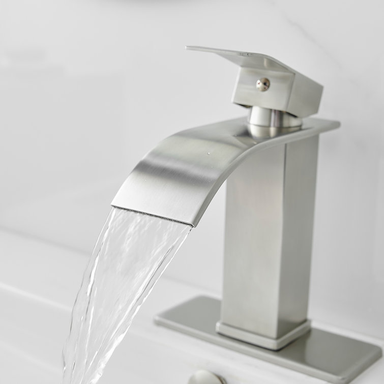 Brushed Nickel Single-Handle Low-Arc Bathroom Faucet