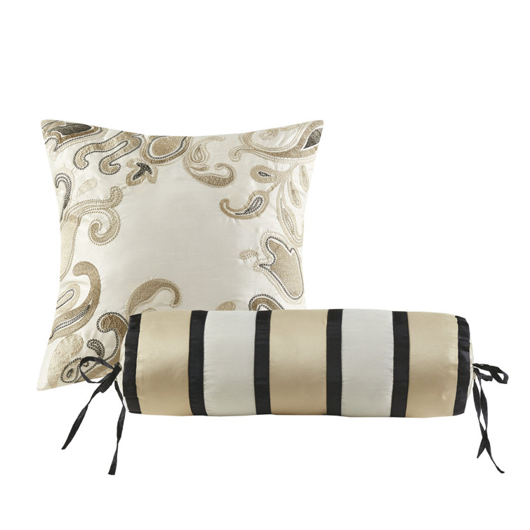 Aubrey Queen Black Cotton Reversible Jacquard Bedspread Set