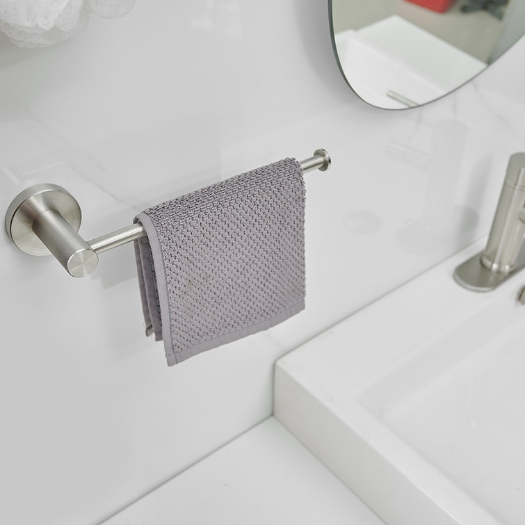 Brushed Nickel 5-Piece Bathroom Hardware Set with Towel Bar and Hooks