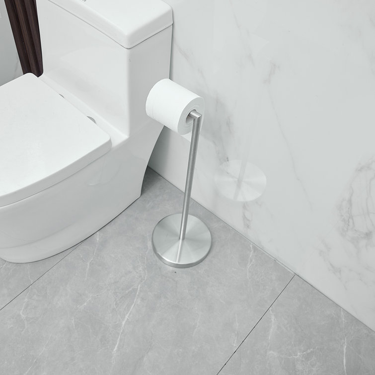 Matte Black Free Standing Toilet Paper Holder with Cover