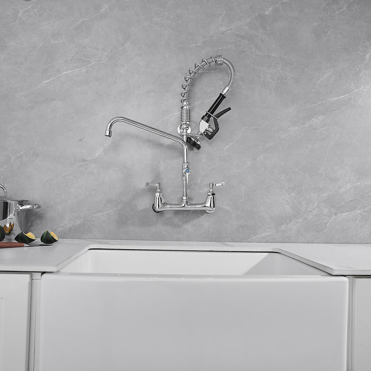 Polished Chrome High-Arc Commercial Kitchen Faucet with Pull-out Spray