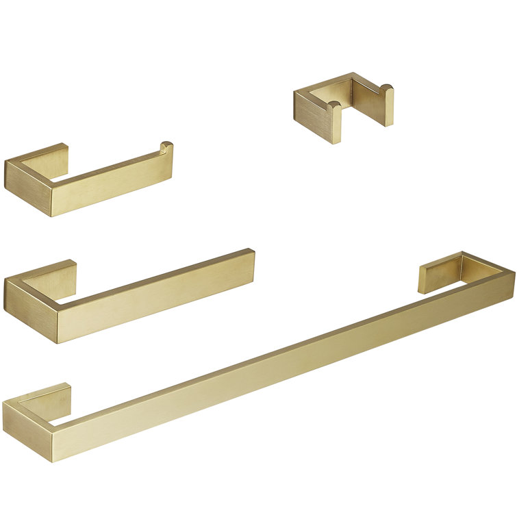 Brushed Gold Stainless Steel Wall Mounted Towel Rack Set
