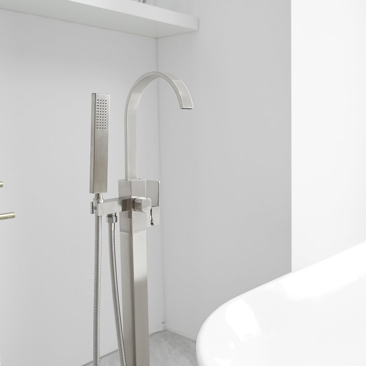 Brushed Nickel Single Handle Freestanding Tub Faucet with Hand Shower