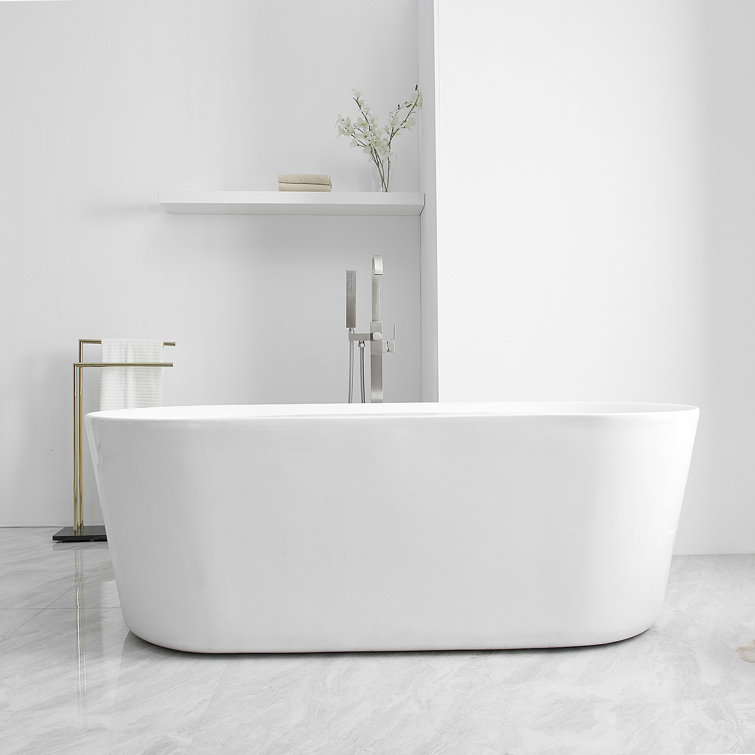 Brushed Nickel Single Handle Freestanding Tub Faucet with Hand Shower