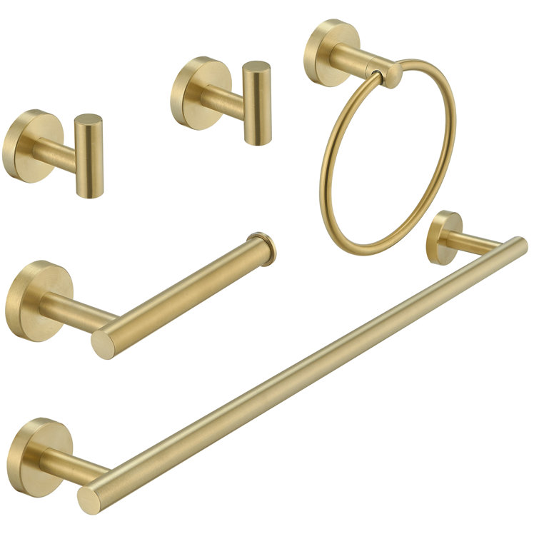 Brushed Gold 5-Piece Stainless Steel Bathroom Hardware Set