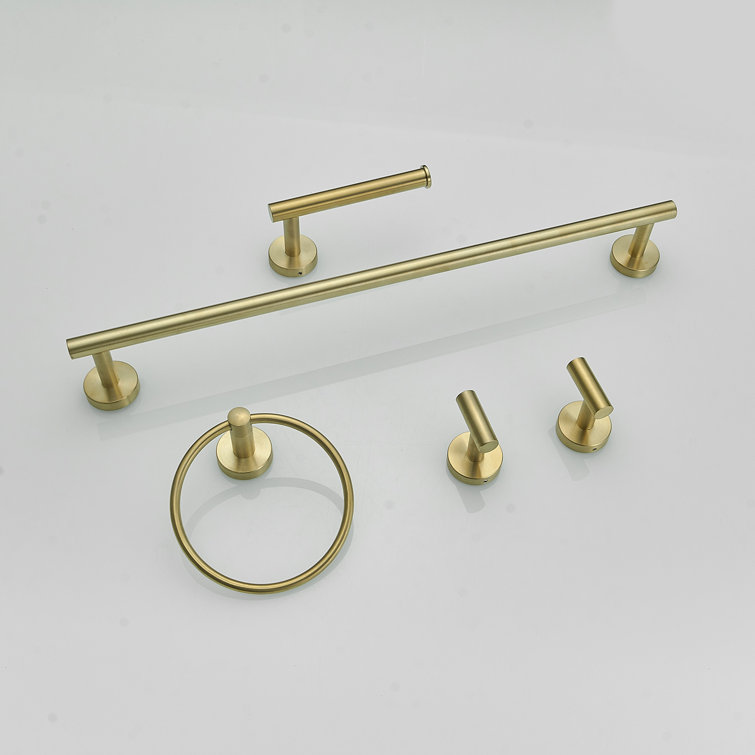 Brushed Gold 5-Piece Stainless Steel Bathroom Hardware Set