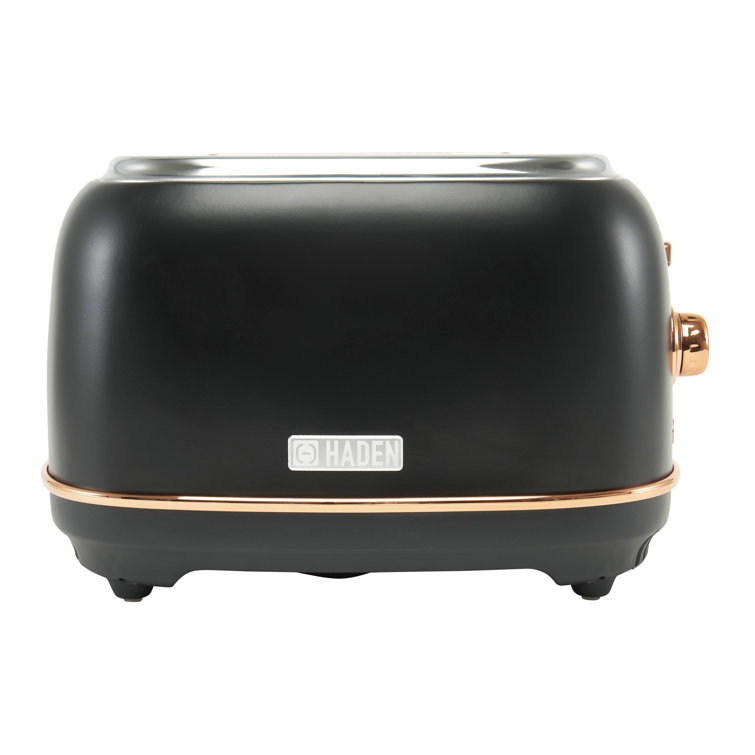 Black and Copper Stainless Steel 2-Slice Toaster with Crumb Tray