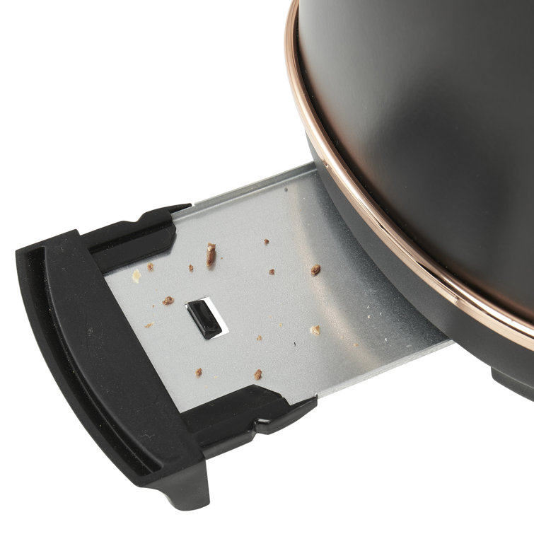 Black and Copper Stainless Steel 2-Slice Toaster with Crumb Tray