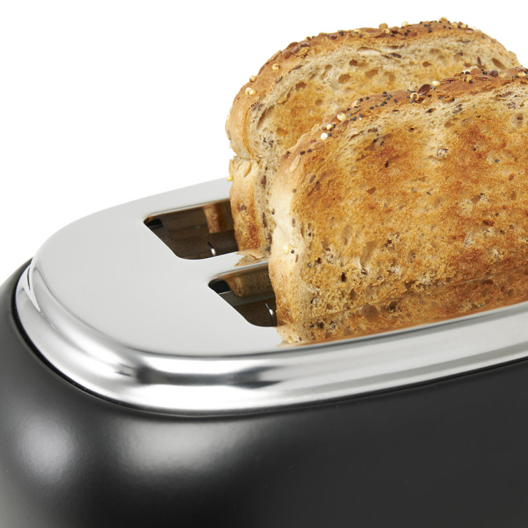 Black and Copper Stainless Steel 2-Slice Toaster with Crumb Tray