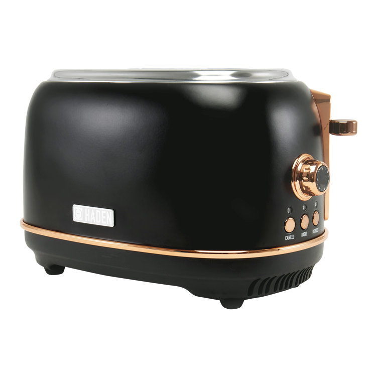 Black and Copper Stainless Steel 2-Slice Toaster with Crumb Tray