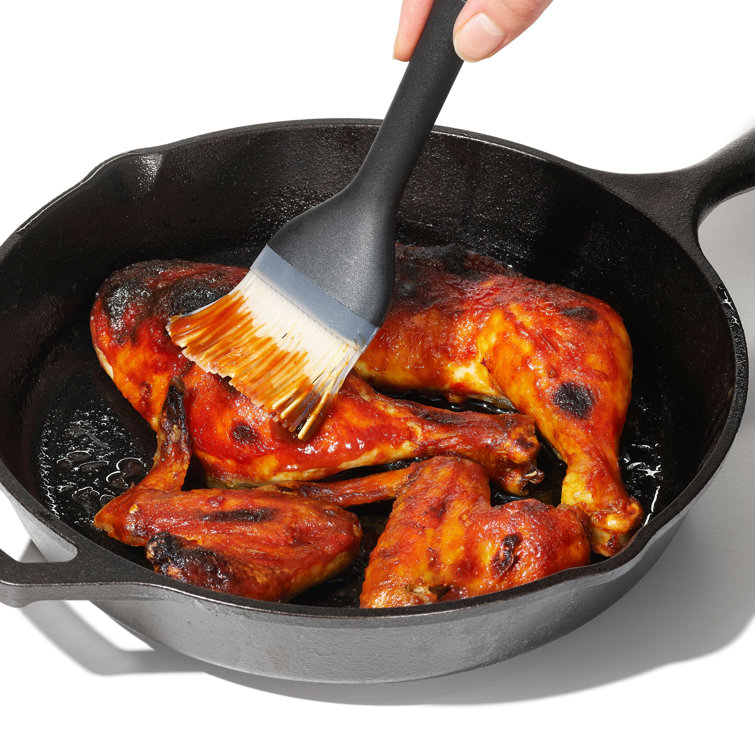 Large Black Silicone Basting Brush with Ergonomic Handle