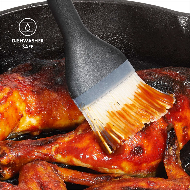Large Black Silicone Basting Brush with Ergonomic Handle