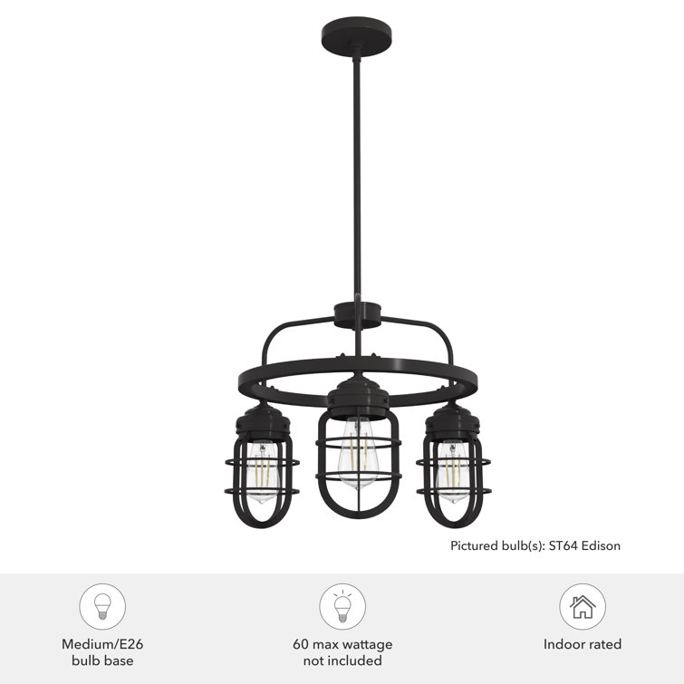 Starklake Noble Bronze Mini 3-Light Industrial Chandelier