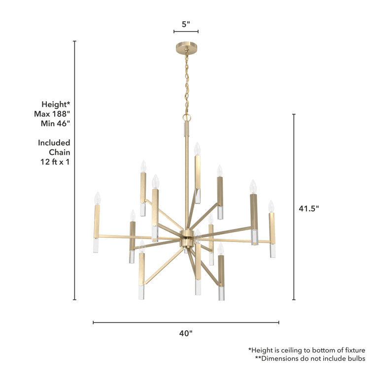 Alturas Gold 12-Light Crystal 3-Tier Chandelier