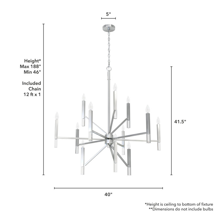 Elegant Sunjai 12-Light Nickel & Crystal 3-Tier Chandelier