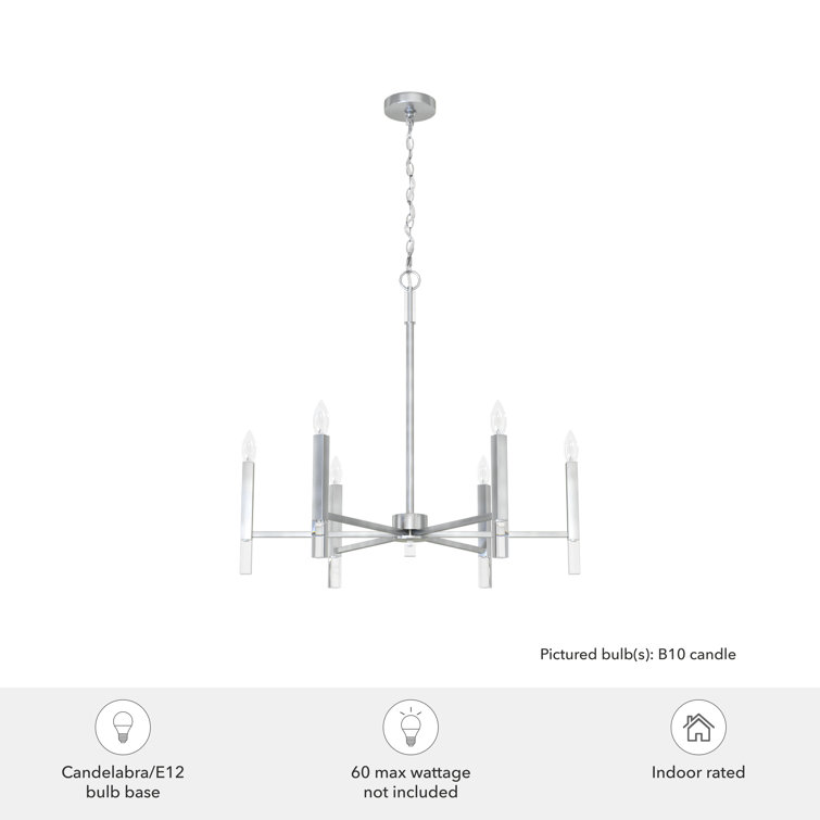 Sunjai 30" Elegant Nickel & Crystal 6-Light Modern Chandelier