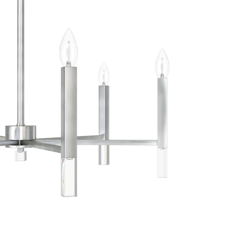 Sunjai 30" Elegant Nickel & Crystal 6-Light Modern Chandelier