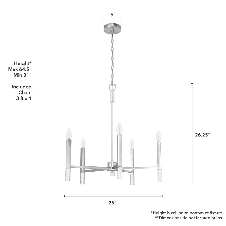 Elegant Sunjai 5-Light Brushed Nickel & Crystal Chandelier
