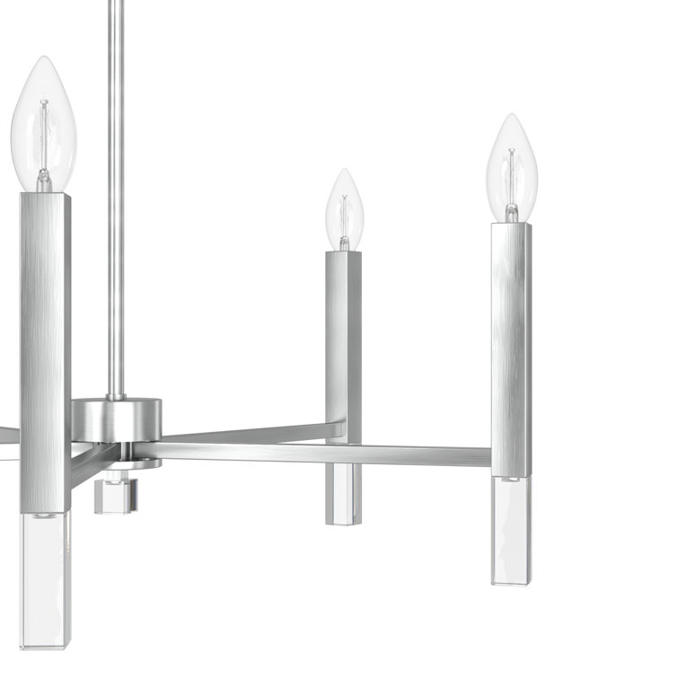 Elegant Sunjai 5-Light Brushed Nickel & Crystal Chandelier