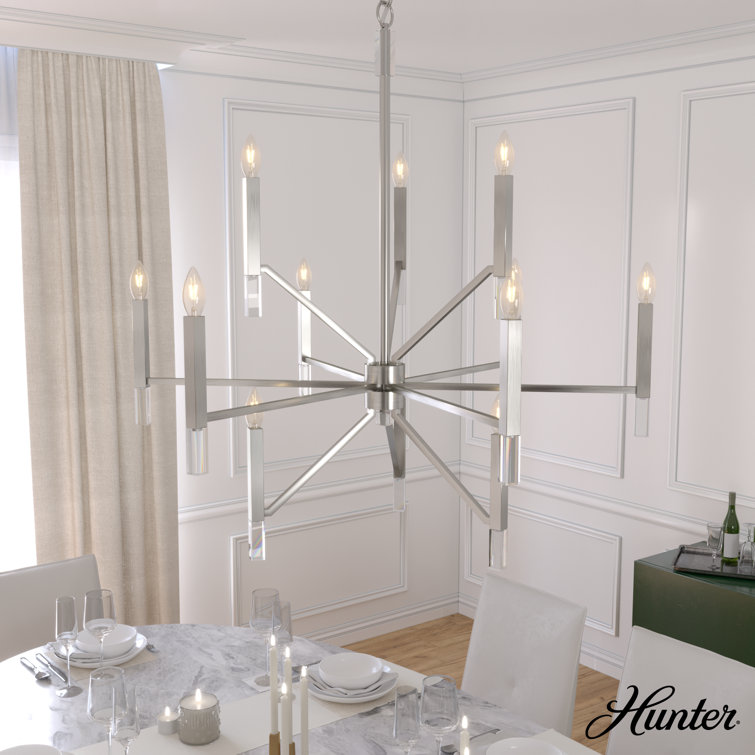 Elegant Sunjai 12-Light Nickel & Crystal 3-Tier Chandelier