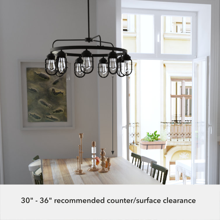 Starklake 34.5" Black Metal Industrial 9-Light Chandelier