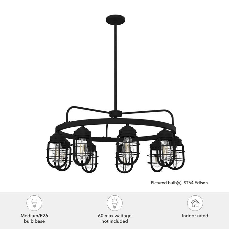 Starklake 34.5" Black Metal Industrial 9-Light Chandelier