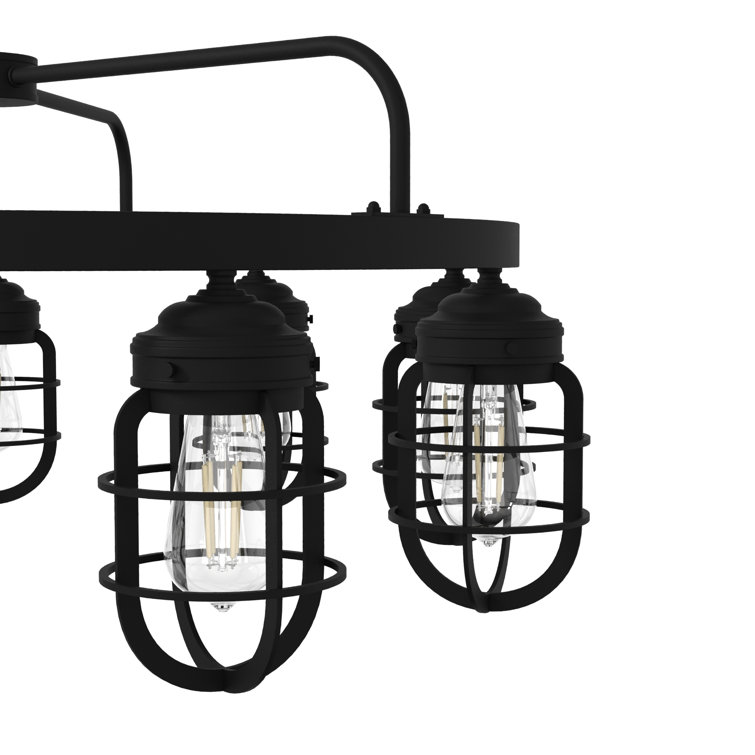 Starklake 34.5" Black Metal Industrial 9-Light Chandelier