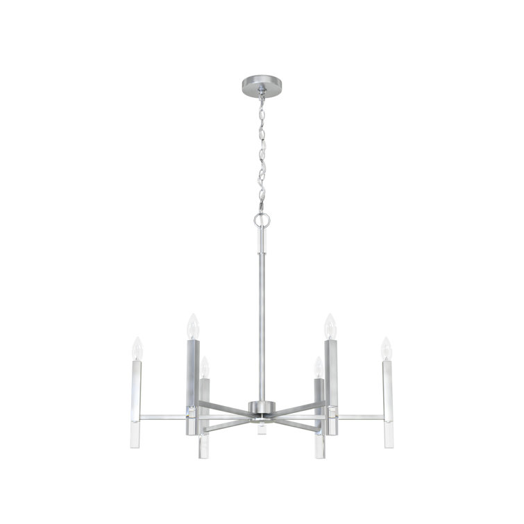 Sunjai 30" Elegant Nickel & Crystal 6-Light Modern Chandelier