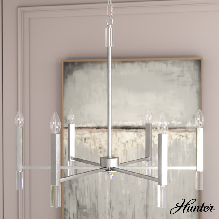 Sunjai 30" Elegant Nickel & Crystal 6-Light Modern Chandelier