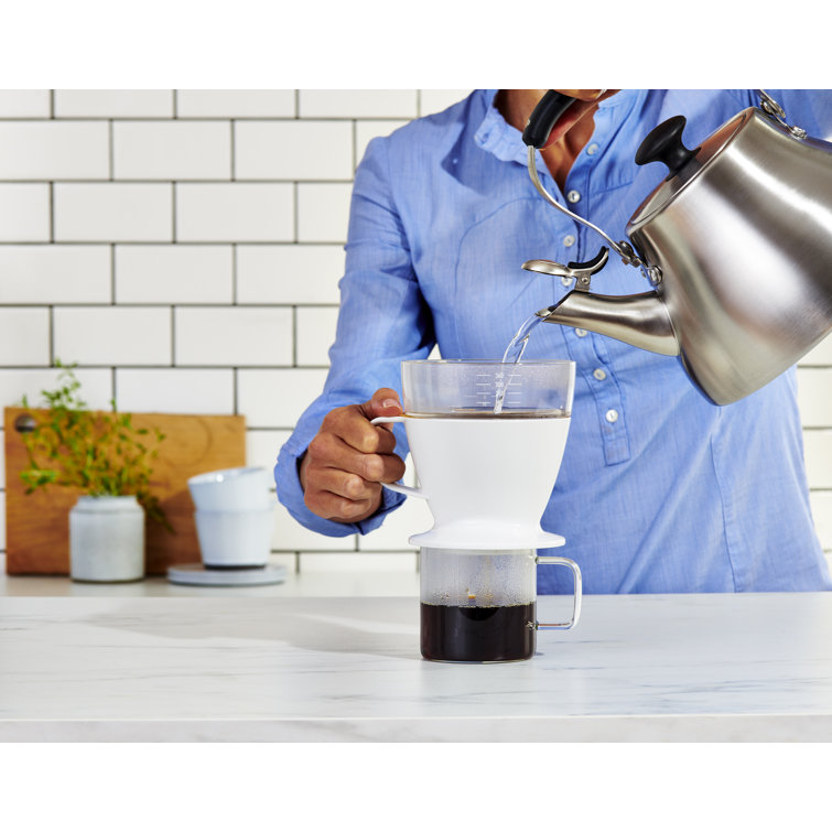 White 12 oz Single Serve Pour-Over Coffee Maker