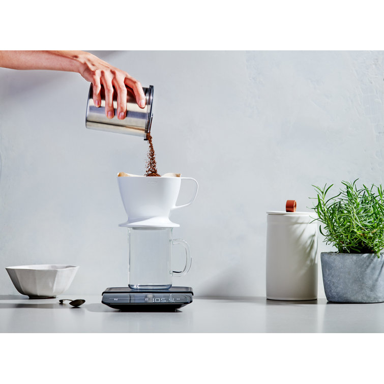 White 12 oz Single Serve Pour-Over Coffee Maker