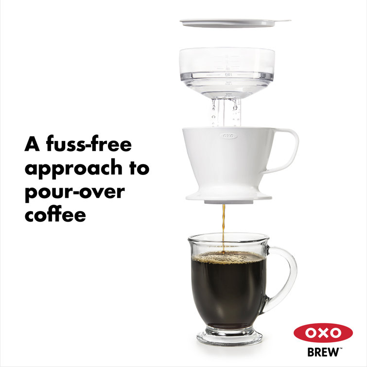 White 12 oz Single Serve Pour-Over Coffee Maker