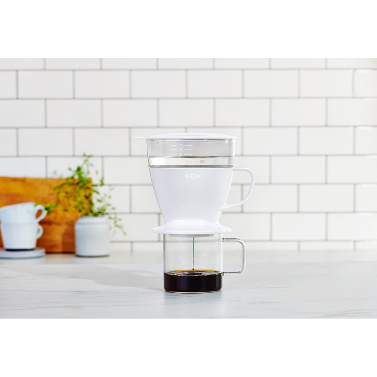 White 12 oz Single Serve Pour-Over Coffee Maker